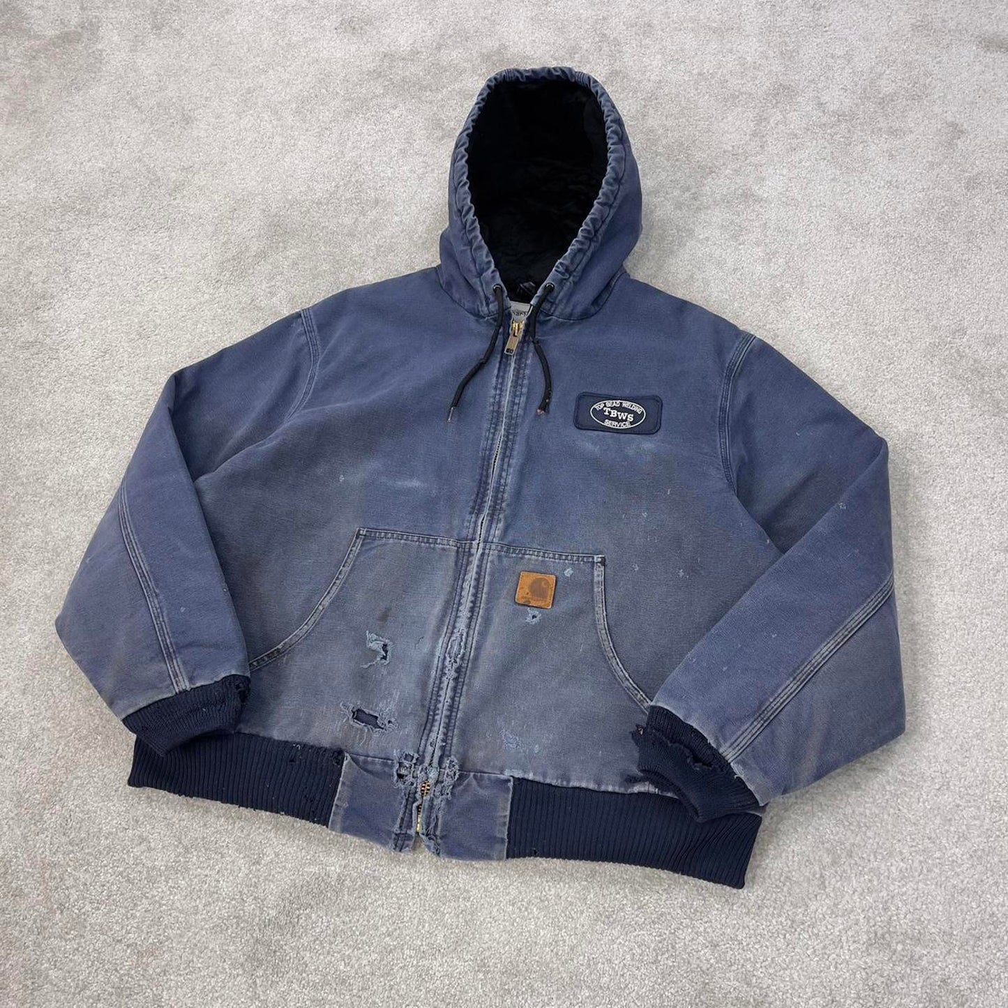 Vintage Carhartt hooded active jacket XL Navy canvas workwear jacket