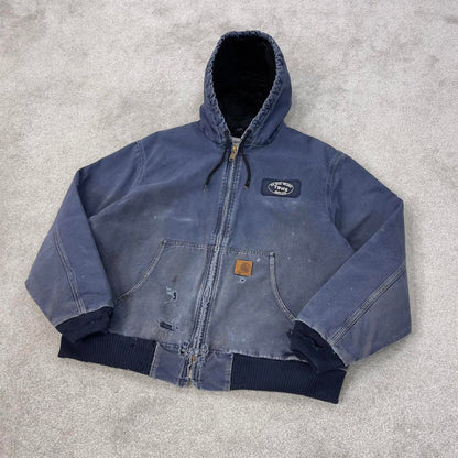 Vintage Carhartt hooded active jacket XL Navy canvas workwear jacket