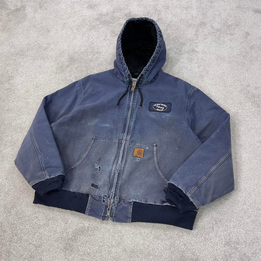 Vintage Carhartt hooded active jacket XL Navy canvas workwear jacket