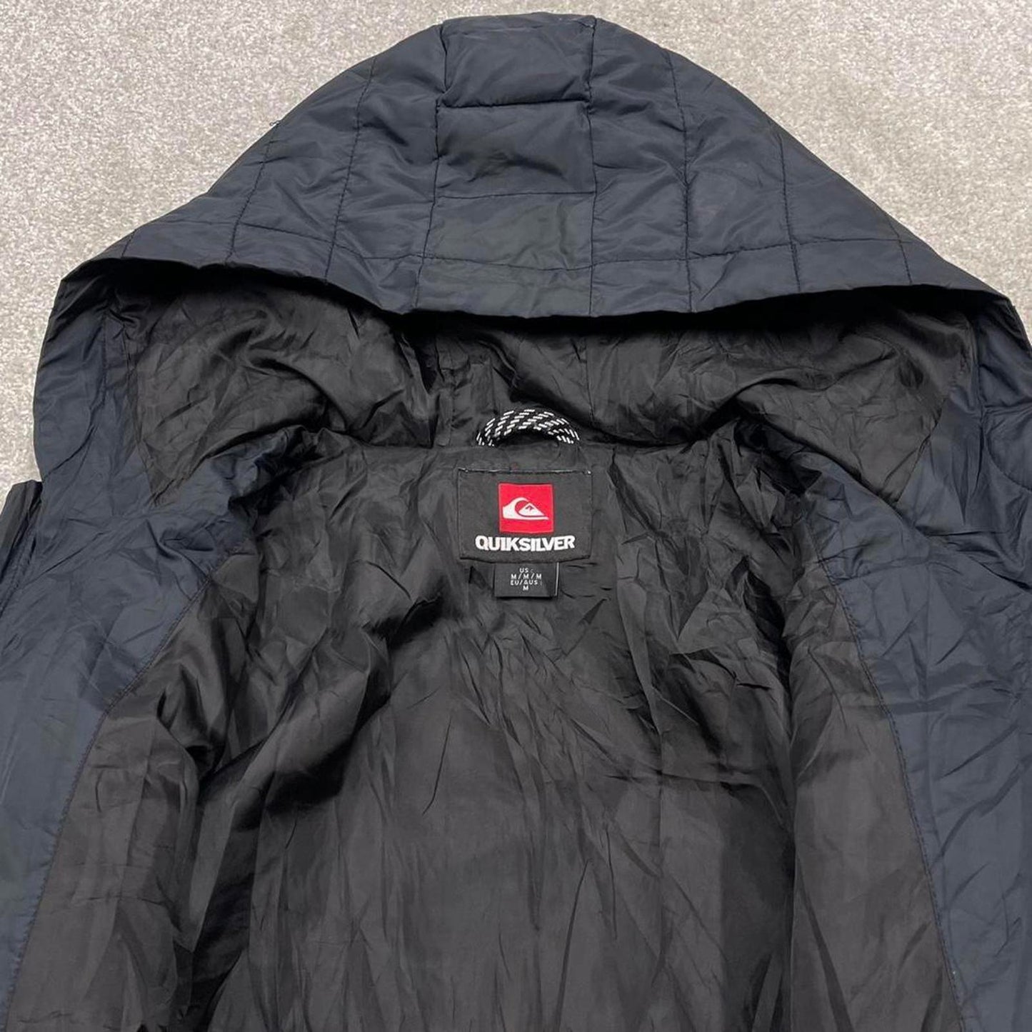 00s Quiksilver technical padded jacket M men's black y2k style hooded winter coat