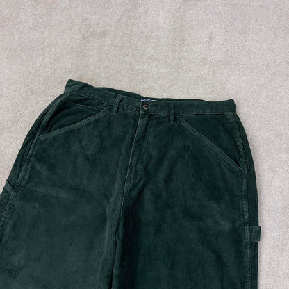 Green Venezia Jeans corduroy carpenter trousers W36L30 extra baggy cord pants 90s skate style