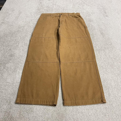 Baggy carpenter jeans wide leg y2k W34L31 tan brown No Boundaries wide leg surf skate style cargos