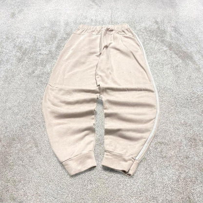 Y2k 00s Adidas joggers stripes S loose beige sweatpants side stripes gym wear