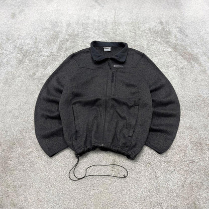 00s Columbia technical fleece L men's black full zip up y2k style autumn adjustable waist
