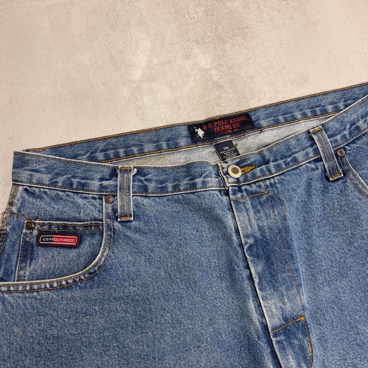 Baggy Polo Assn carpenter jorts W38 wide leg denim 90s style cargo skater shorts
