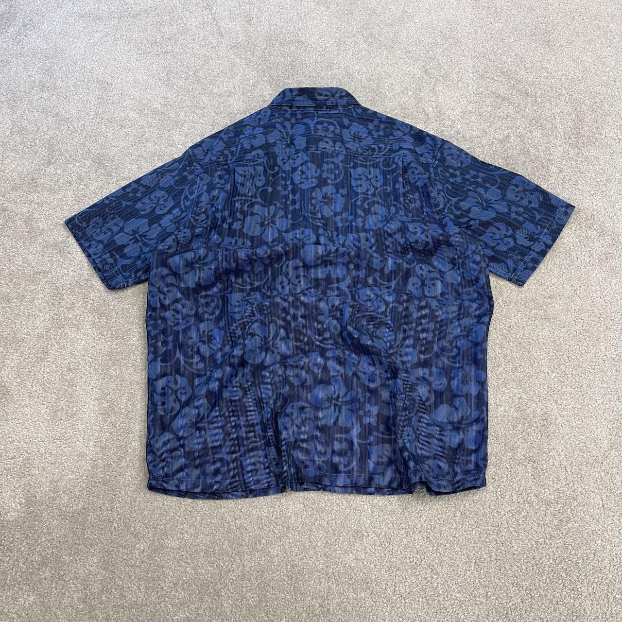 Columbia corduroy short sleeve Hawaiian shirt blue Y2K floral patterned festival surf summer shirt