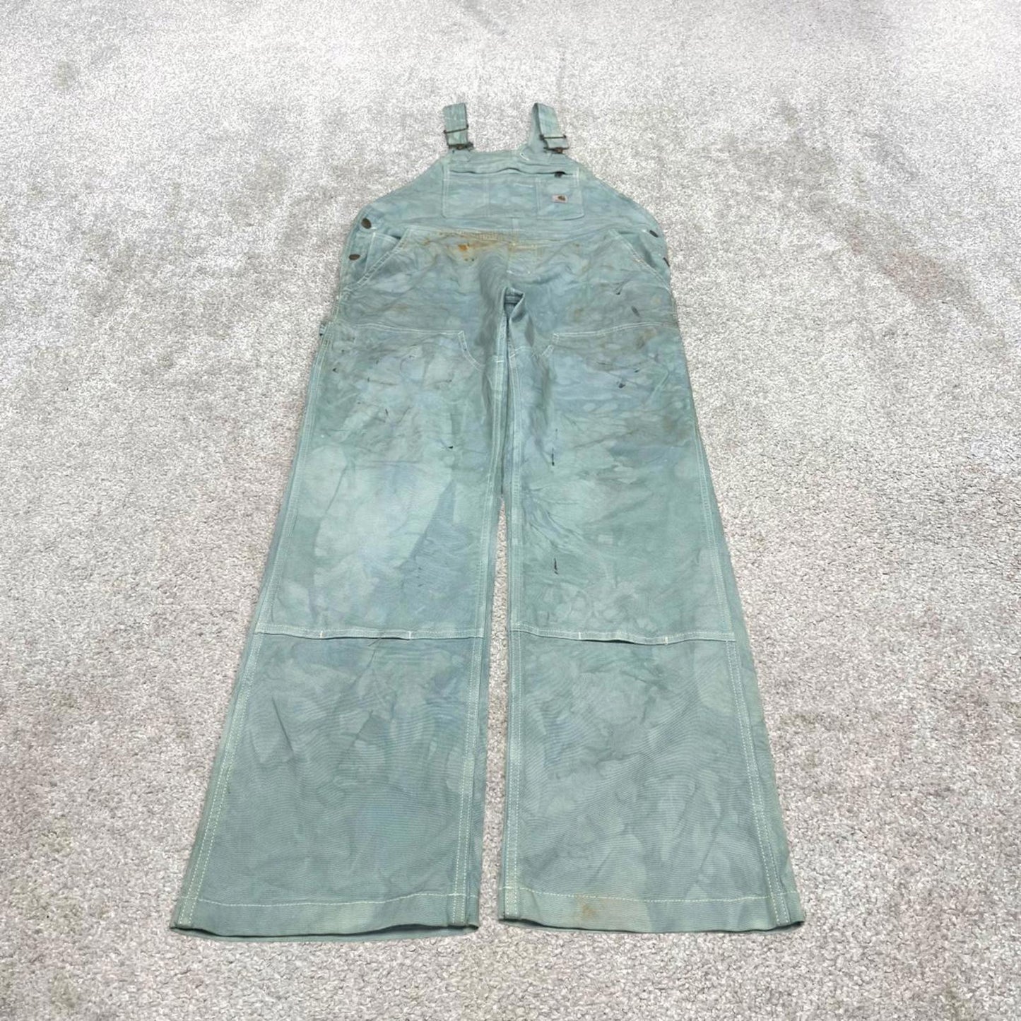 Vintage Carhartt dungarees women’s medium 8/10 bleached blue overalls utility worker festival