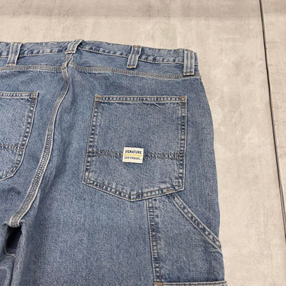 Blue baggy Levis carpenter jeans W38L32 loose wide leg thick denim 90s style cargos