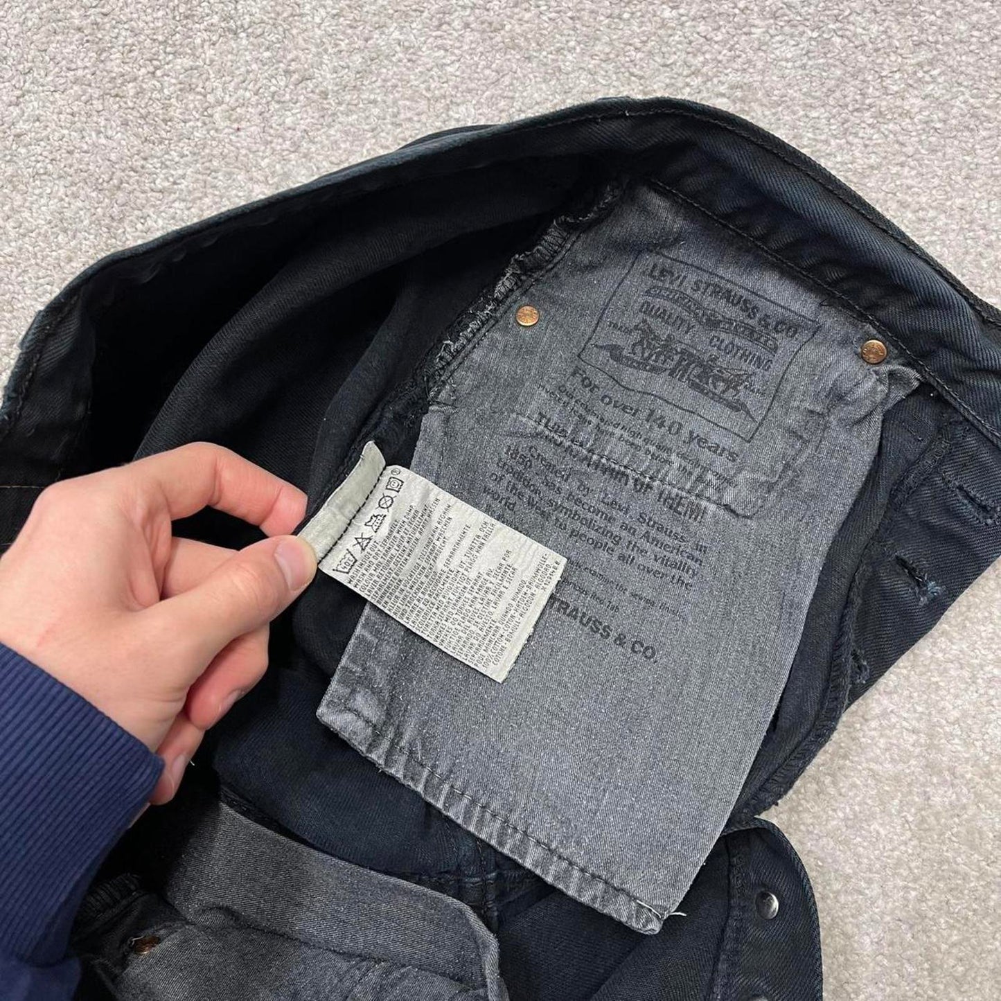 Vintage Y2k Levi's 517 jeans black 90s casual denim pants red tab logo UK made