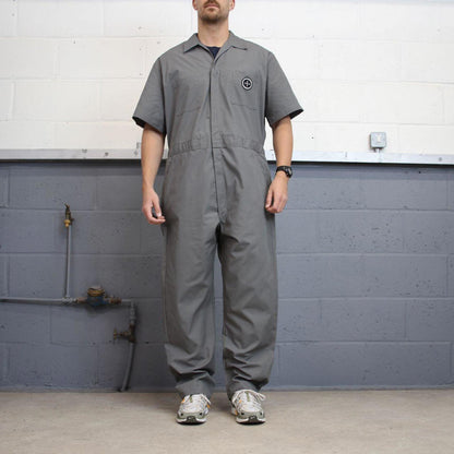 00s Dickies boiler suit coveralls XL Grey baggy twill style short sleeve jumpsuit mechanic