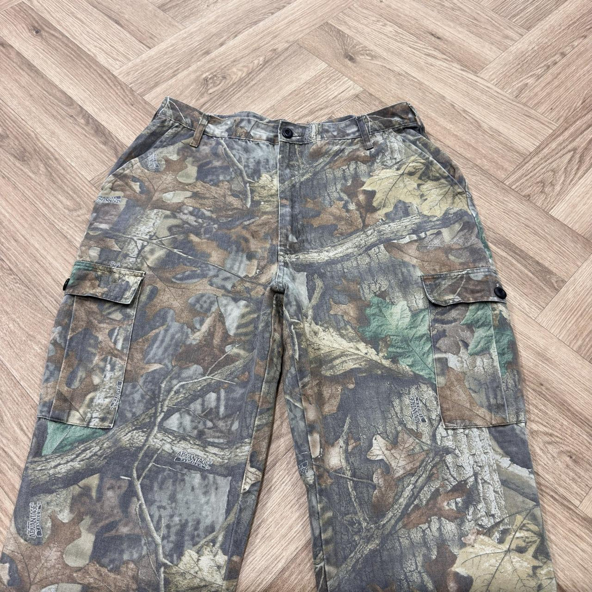 Vintage baggy camo cargo hunting pants Loose leg redhead camouflage utility combat trousers