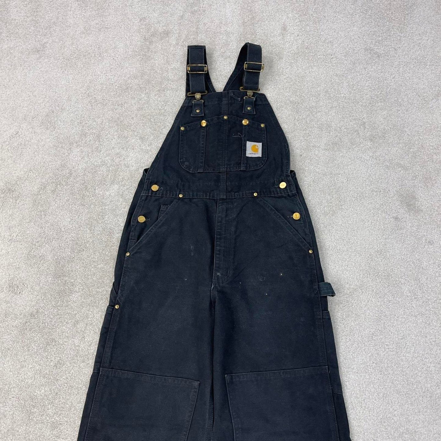 Black Carhartt dungarees W28L28 mens canvas overalls utility worker