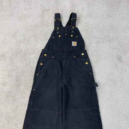 Black Carhartt dungarees W28L28 mens canvas overalls utility worker