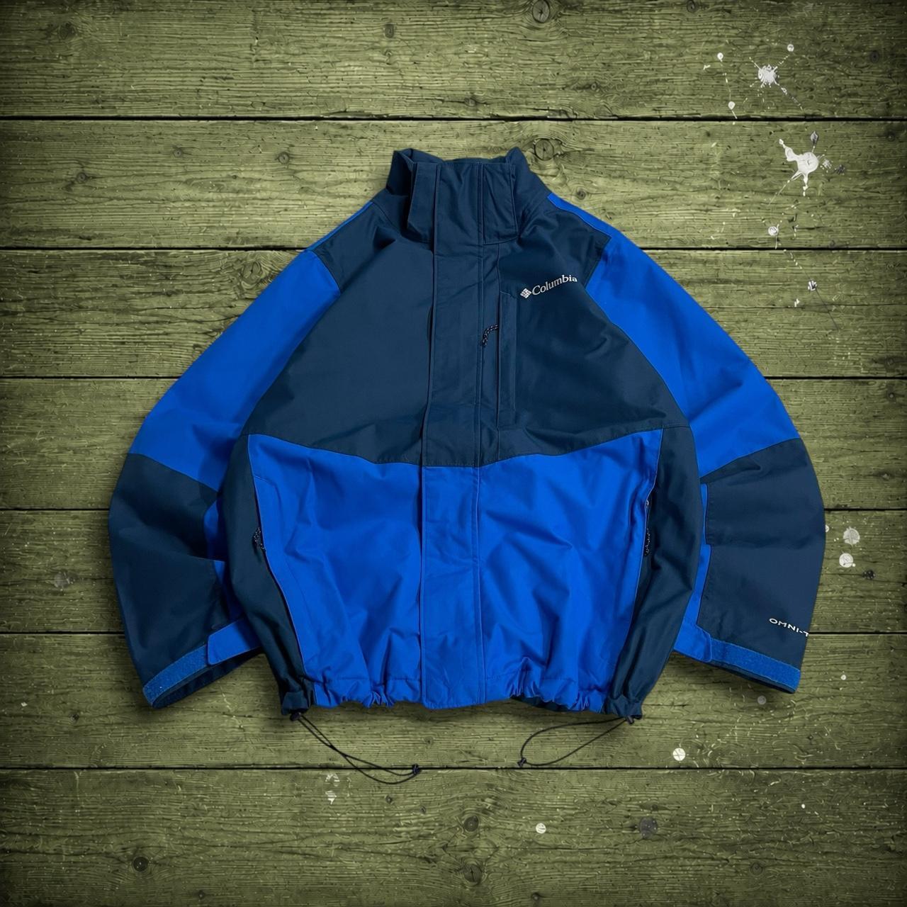 Columbia technical windbreaker jacket Small men's navy blue Omni-tech y2k autumn panelled adjustable