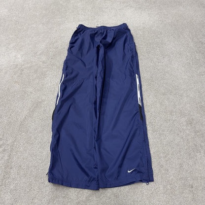 Y2K baggy Nike tracksuit bottoms navy Large drawstring swoosh logo full zip legs track pants