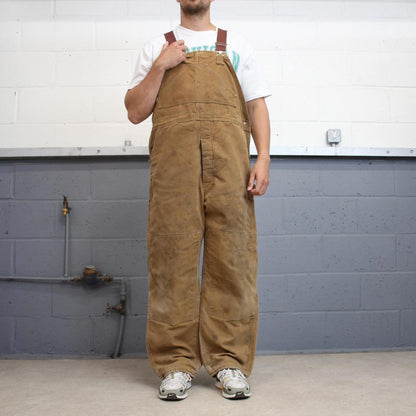 Vintage Carhartt dungarees W44L30 mens canvas overalls tan utility worker