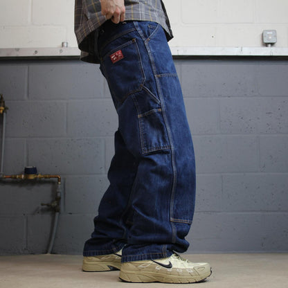 Baggy double knee carpenter jeans y2k W36L32 blue Wild Ass thick heavy denim skater work cargos