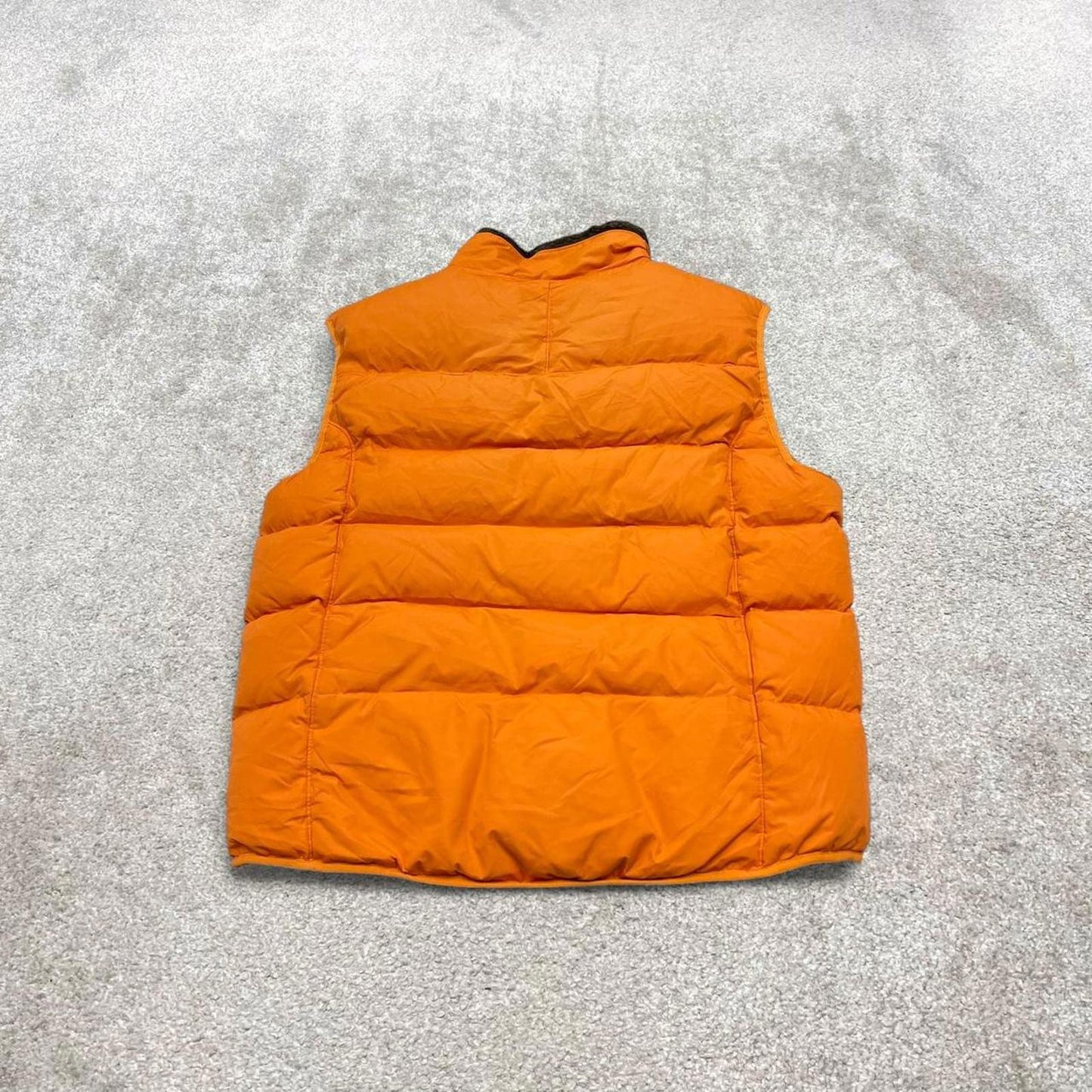 Y2K GAP technical puffer gilet M men’s orange full zip padded vest outdoors hiking autumn