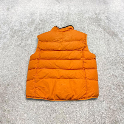 Y2K GAP technical puffer gilet M men’s orange full zip padded vest outdoors hiking autumn