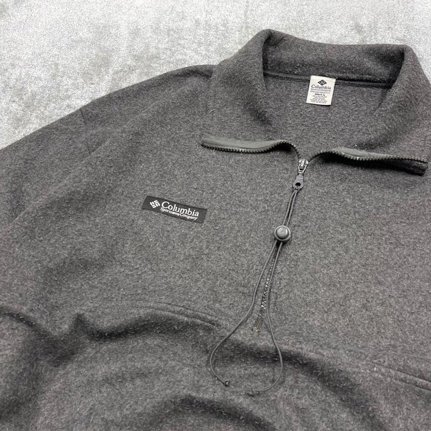 00s Columbia technical fleece L men's grey 1/4 zip up y2k style autumn pull over casual