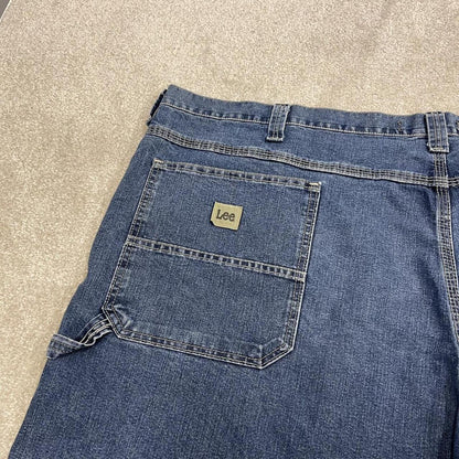 Lee baggy carpenter shorts cargo blue Loose leg workwear skater jorts