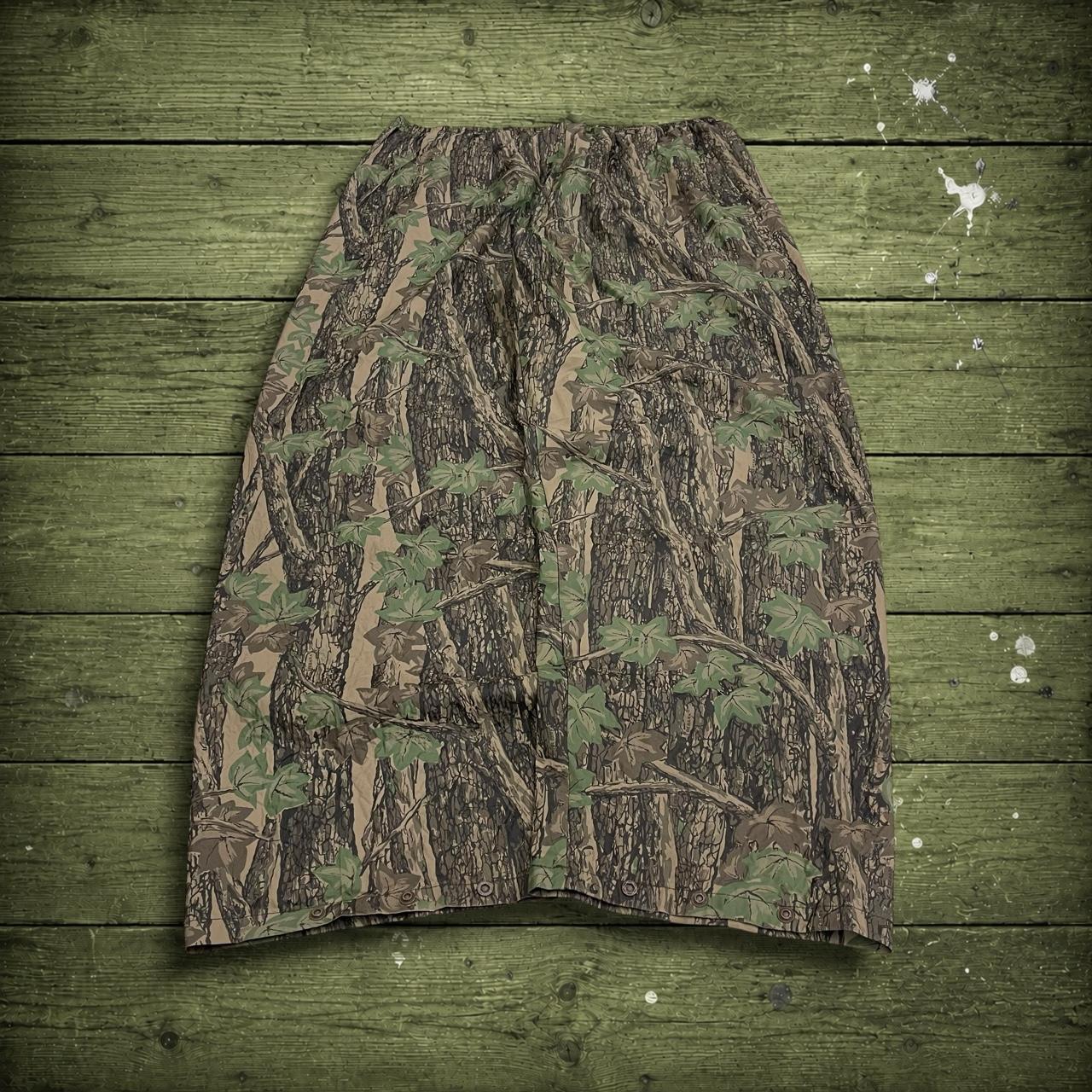 Baggy camo waterproof pants y2k khaki Wide leg rubber feel Rebark tree camouflage rain pants