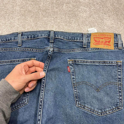 Levis 505 jeans y2k 90s style W38L30 red tab logo 5 pocket navy blue denim pants skater
