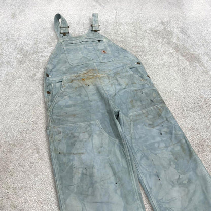 Vintage Carhartt dungarees women’s medium 8/10 bleached blue overalls utility worker festival