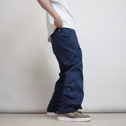 Navy Dickies Pants W36L34 loose flannel lined chino trousers