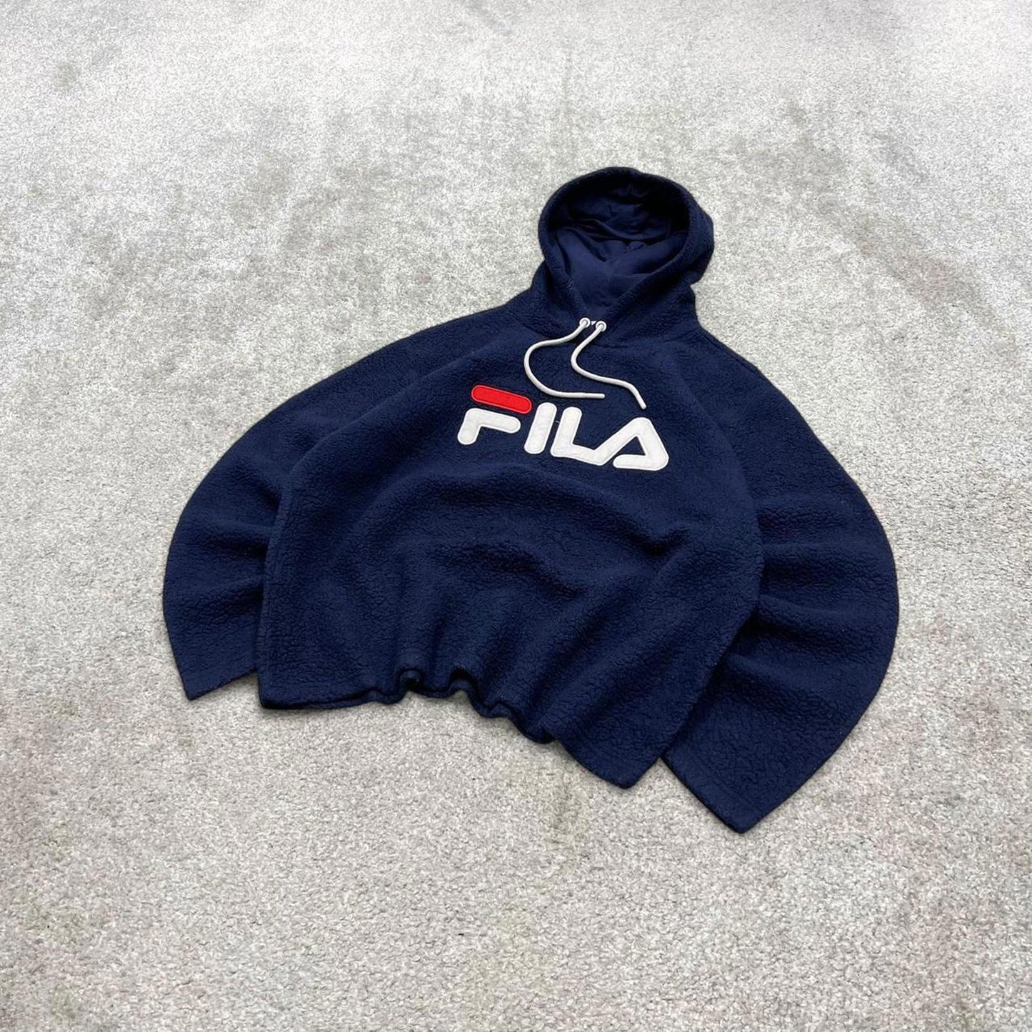 00s Fila teddy bear fleece technical XXL Women's navy pullover y2k style deep pile autumn