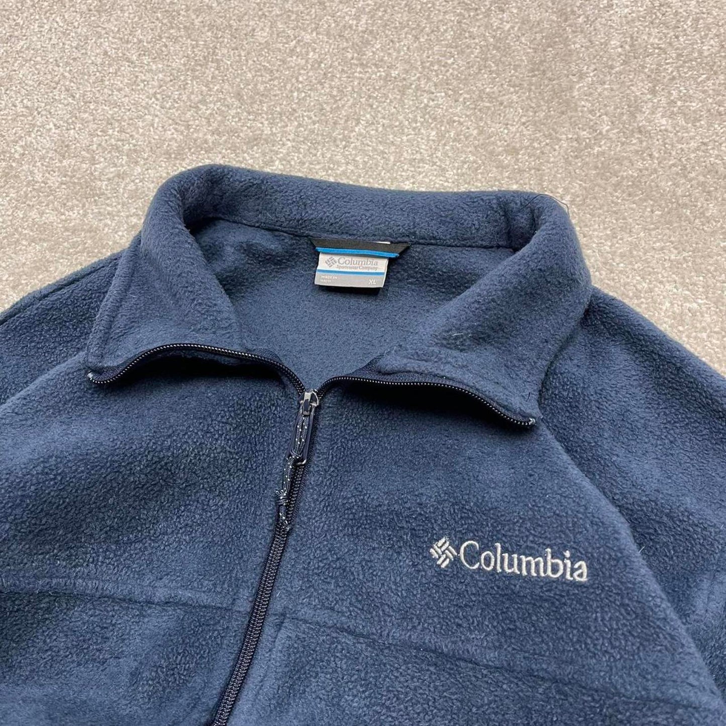 00s Columbia technical fleece XL men's navy full zip up y2k style autumn adjustable waist