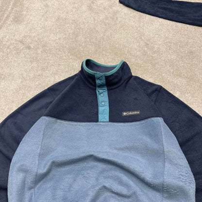 00s Columbia technical fleece M men's blue snap t y2k style autumn pull over casual