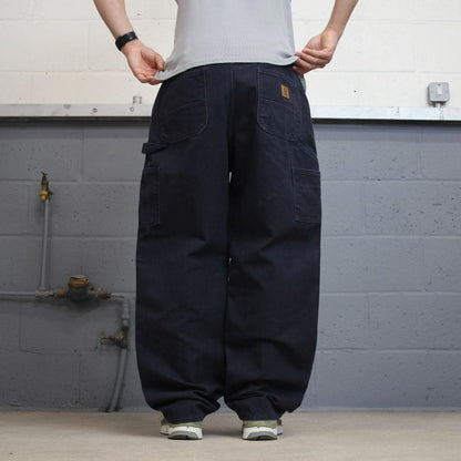 Baggy Carhartt carpenter jeans W36L32 navy loose 90s skater style canvas workwear cargos