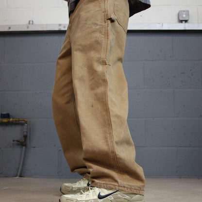 Vintage baggy Carhartt carpenter pants y2k tan brown Loose leg 100% cotton skater style workwear