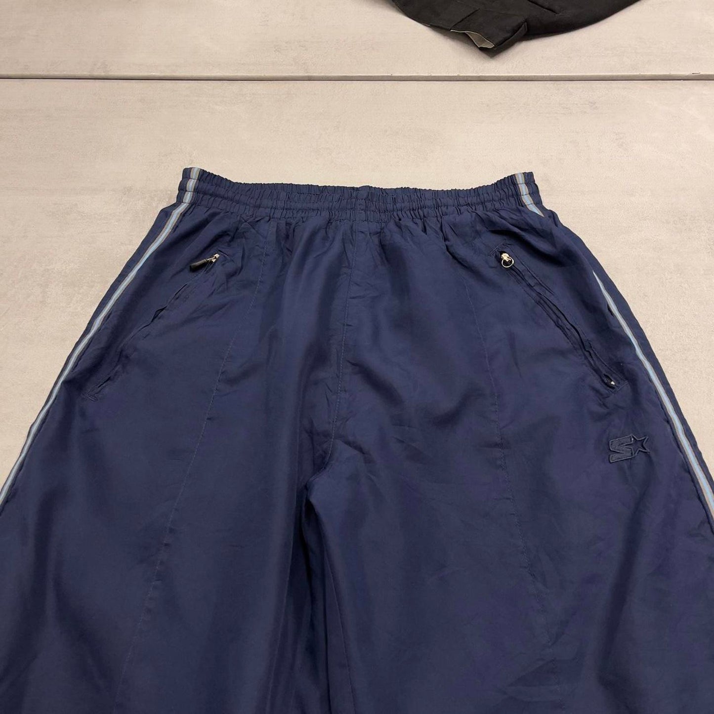 Navy Starter tracksuit bottoms S Loose y2k shell suit trackies