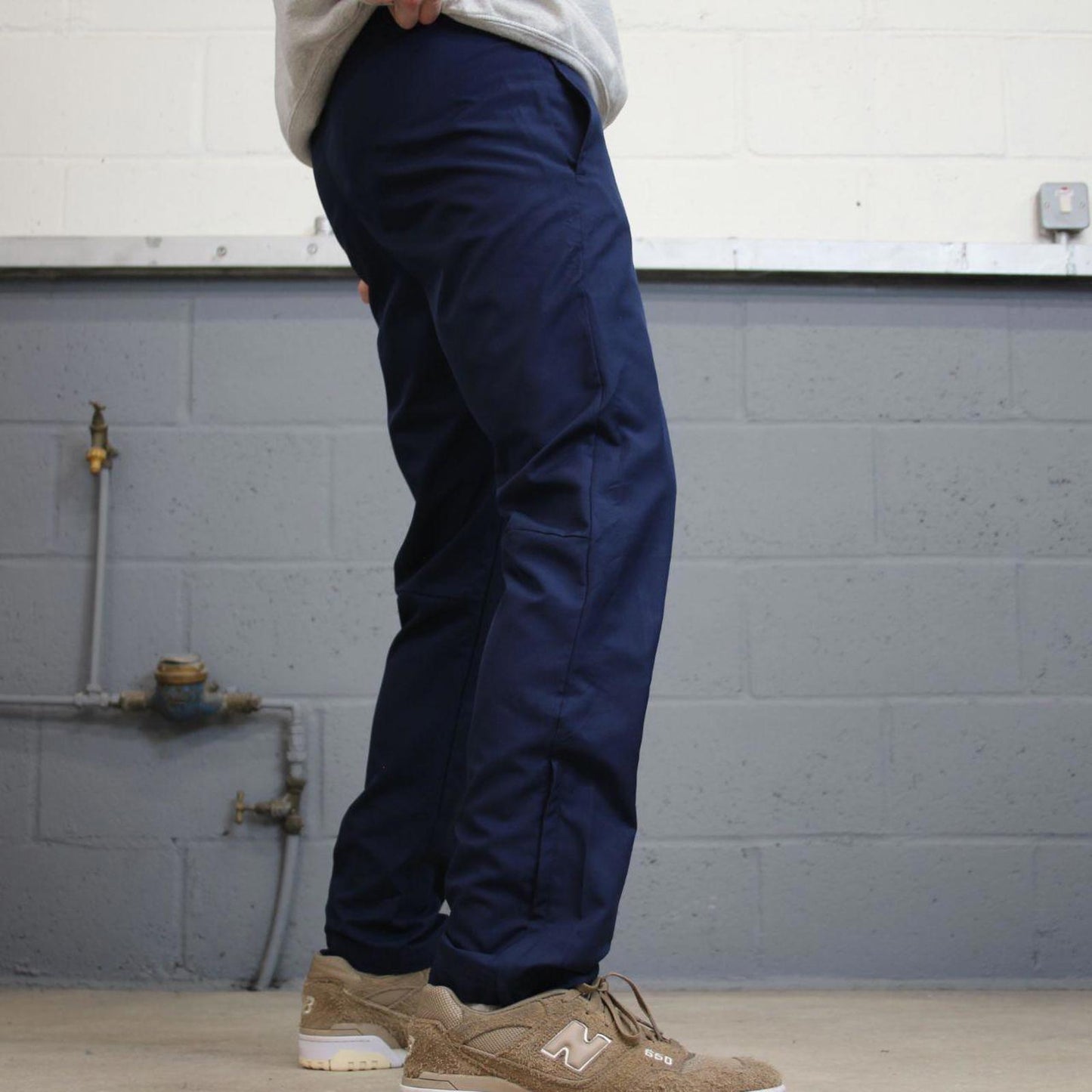 Nike Trackies S navy y2k 00s style dri-fit joggers embroidered logo zip ankles