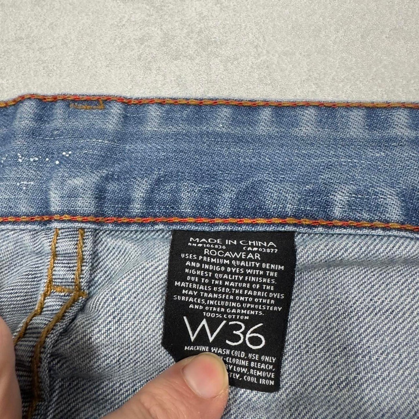 Loose Blue Rocawear jeans W38 L34 90s style hip hop jeans embroidered design