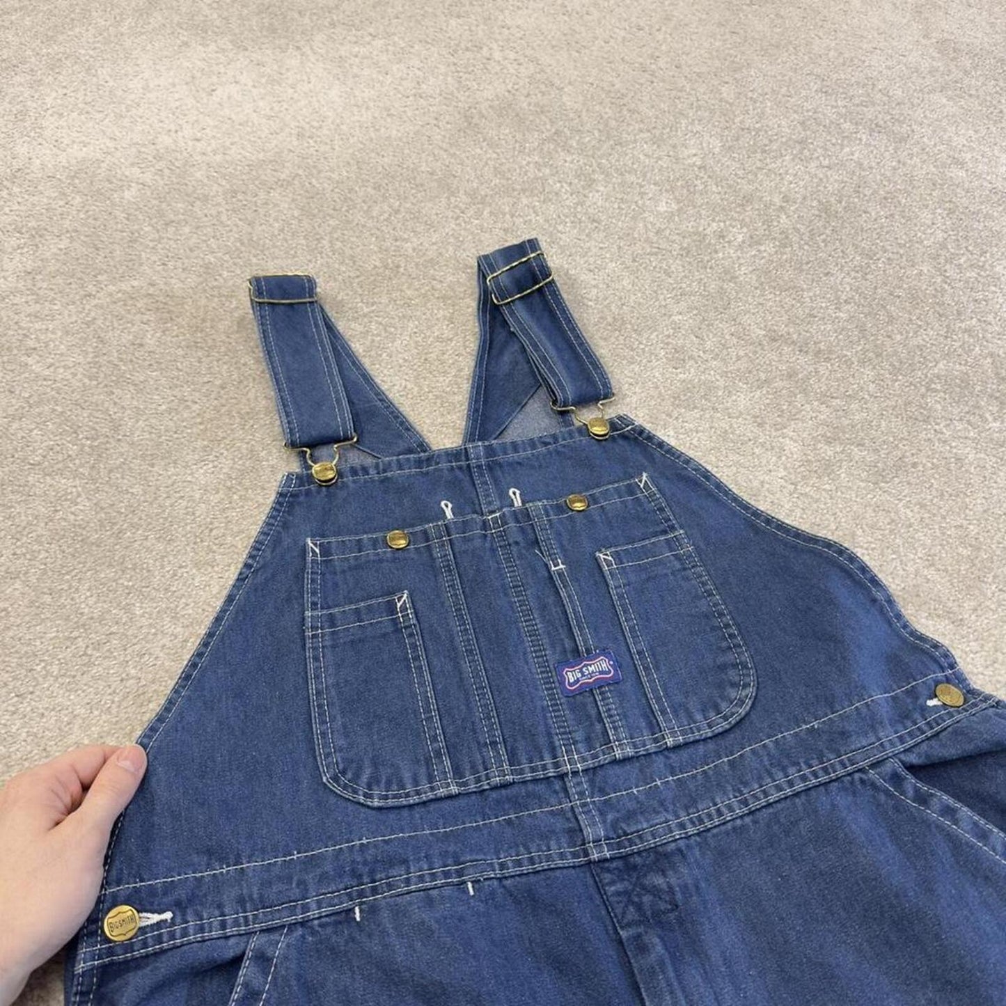Vintage baggy Dungarees denim overalls blue Big Smith workwear bib & brace utility
