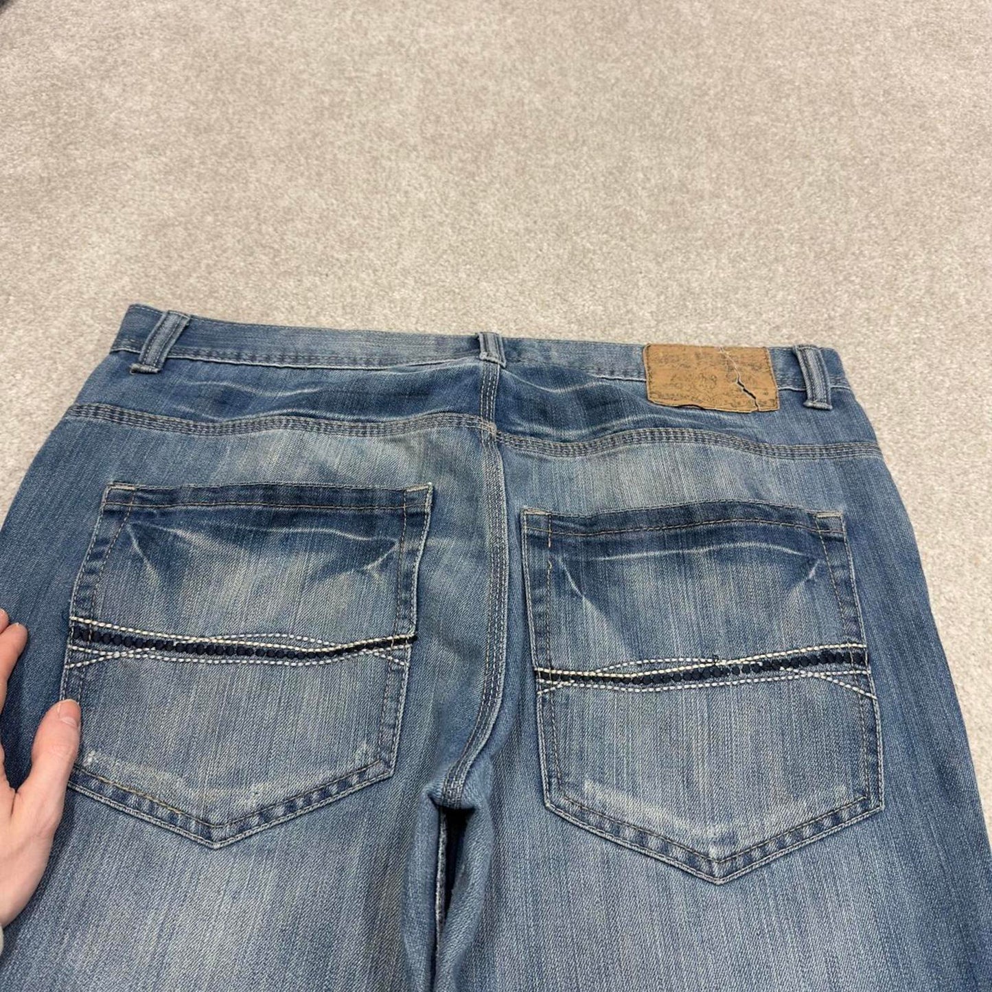 Y2K Southpole jeans embroidered blue Loose straight leg denim skater 00s style pants