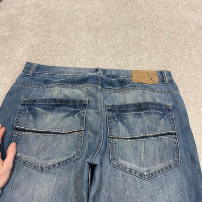 Y2K Southpole jeans embroidered blue Loose straight leg denim skater 00s style pants