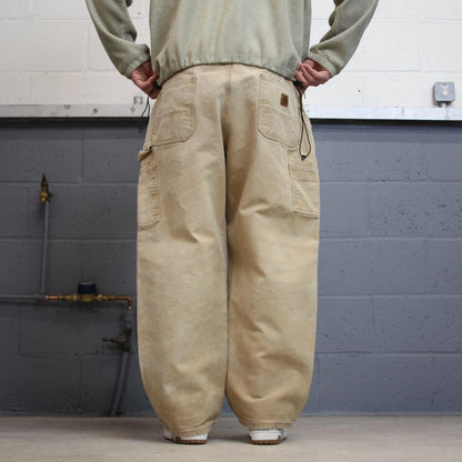 Baggy vintage Carhartt carpenter jeans tan brown Loose wide leg skater style cargo work pants