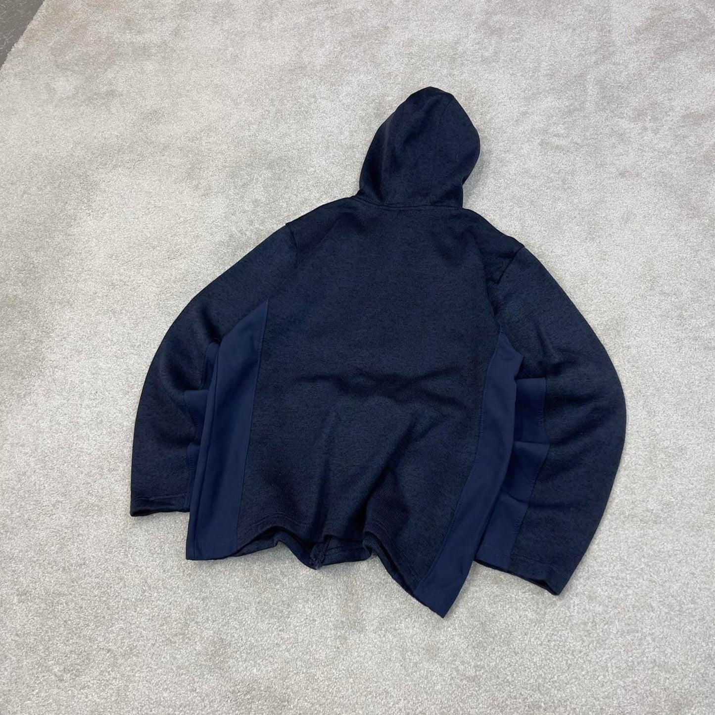 Navy Reebok technical fleece Large y2k style hooded full zip embroidered logo hoodie