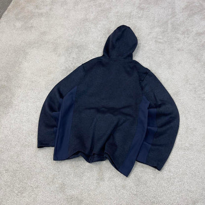 Navy Reebok technical fleece Large y2k style hooded full zip embroidered logo hoodie