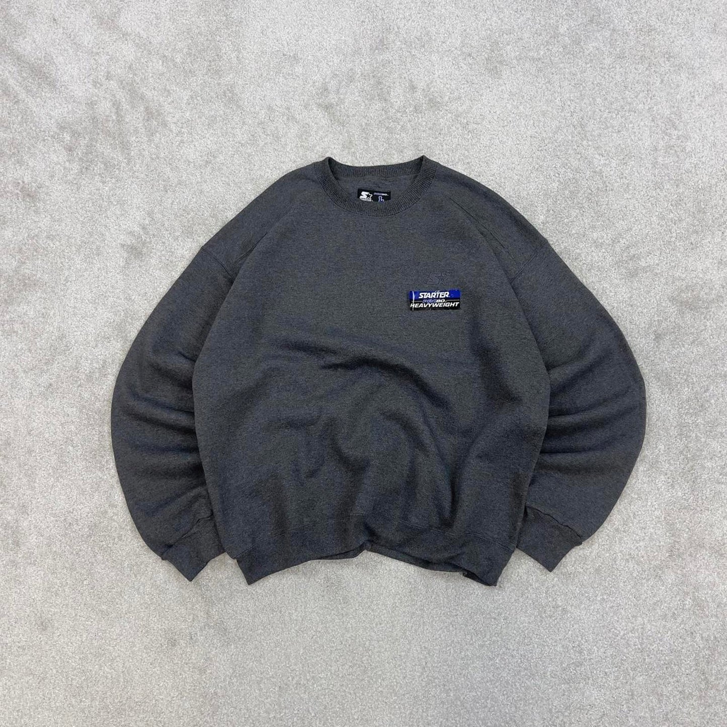Grey Starter sweatshirt Large boxy y2k 00s style pull over jumper embroidered logo heavyweight