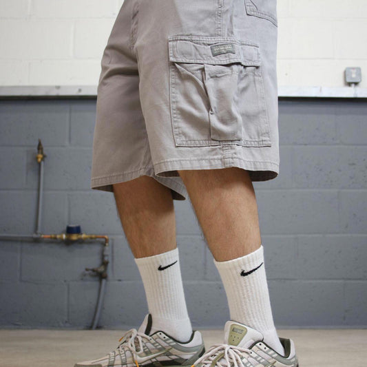 Y2k baggy Wrangler cargo shorts skater grey Floaty wide leg summer festival jorts