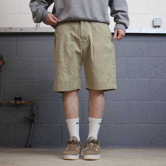 Wrangler long chino shorts carpenter khaki Chino skater style shorts loose leg