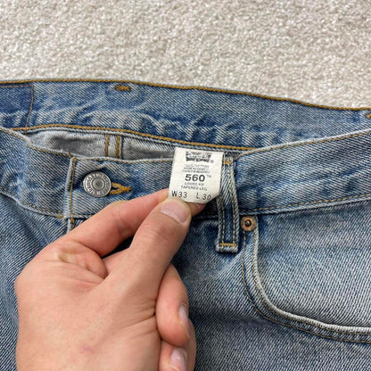 Levis 560 baggy jeans W33L30 blue loose tapered fit denim 90s skater style pants red tab 100% cotton