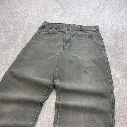 Green Dickies carpenter jeans W32L34 baggy 90s skater style canvas work cargos