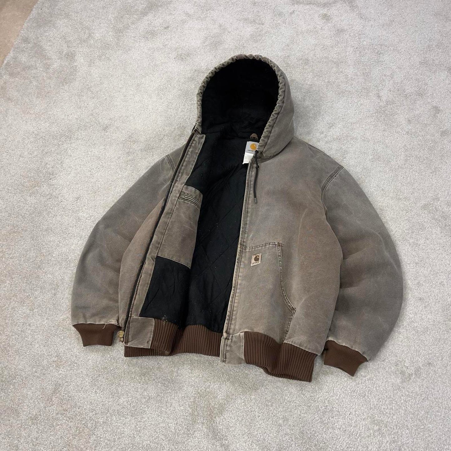 Vintage brown Carhartt hooded active jacket XL canvas bomber