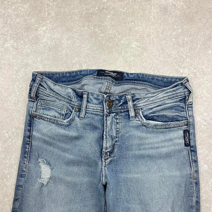 Blue embroidered Silver jeans W30L30 Skinny denim skate jeans embroidered designs